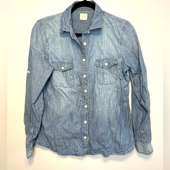 J.Crew Chambray Button Down Denim Shirt Sz S - Picture 2 of 7